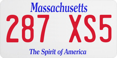 MA license plate 287XS5