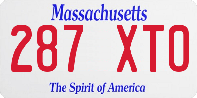 MA license plate 287XT0