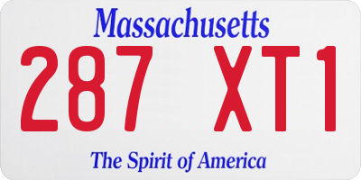 MA license plate 287XT1
