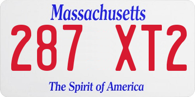 MA license plate 287XT2