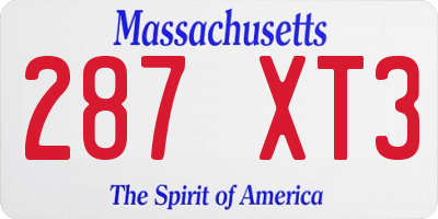 MA license plate 287XT3