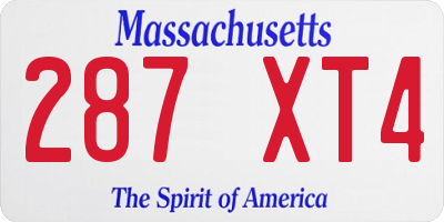 MA license plate 287XT4