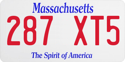 MA license plate 287XT5