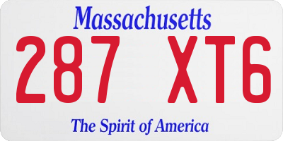 MA license plate 287XT6