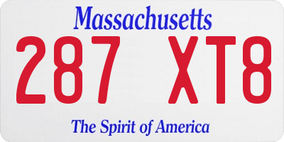 MA license plate 287XT8