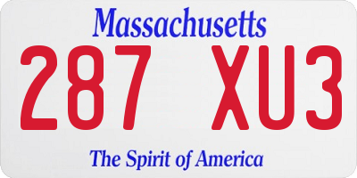 MA license plate 287XU3