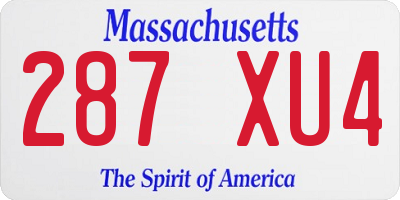MA license plate 287XU4