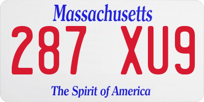 MA license plate 287XU9