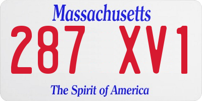 MA license plate 287XV1
