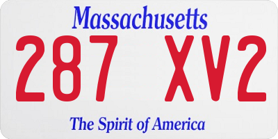 MA license plate 287XV2