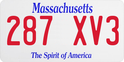 MA license plate 287XV3