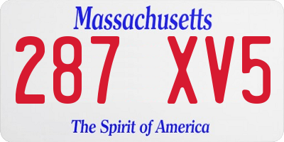 MA license plate 287XV5