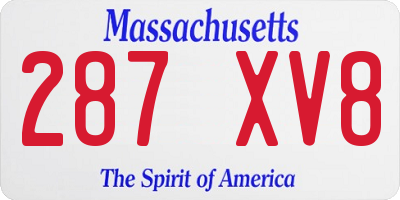 MA license plate 287XV8