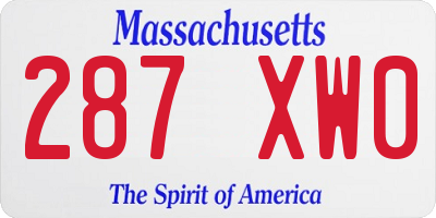 MA license plate 287XW0