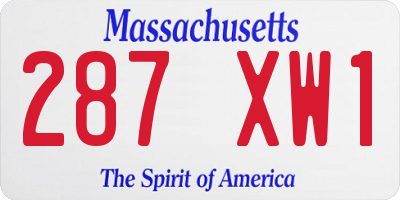 MA license plate 287XW1