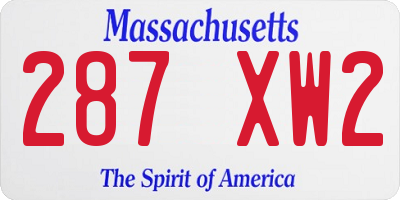 MA license plate 287XW2