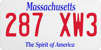 MA license plate 287XW3