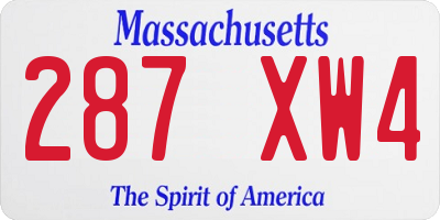 MA license plate 287XW4