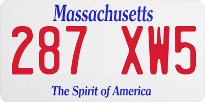 MA license plate 287XW5