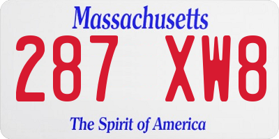 MA license plate 287XW8