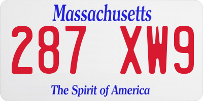 MA license plate 287XW9