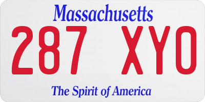 MA license plate 287XY0