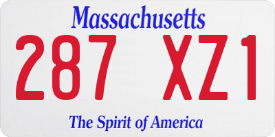 MA license plate 287XZ1