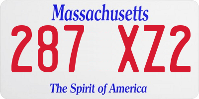 MA license plate 287XZ2