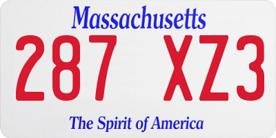 MA license plate 287XZ3