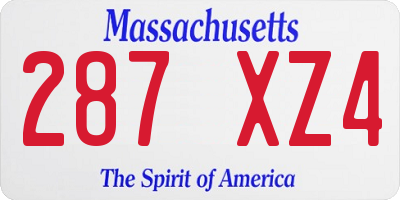 MA license plate 287XZ4