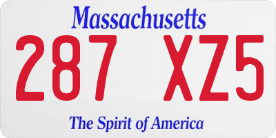 MA license plate 287XZ5