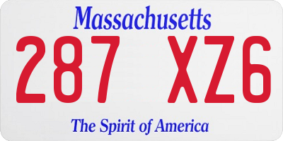 MA license plate 287XZ6