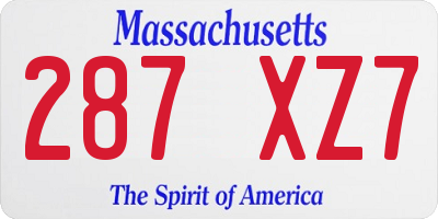 MA license plate 287XZ7