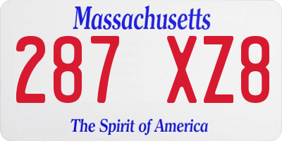 MA license plate 287XZ8