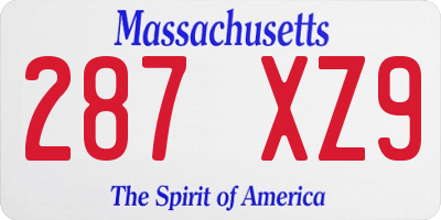 MA license plate 287XZ9