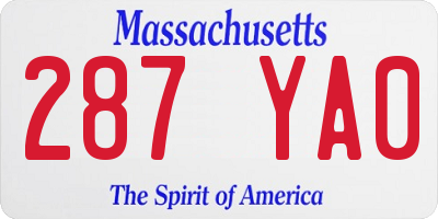 MA license plate 287YA0