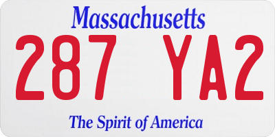 MA license plate 287YA2