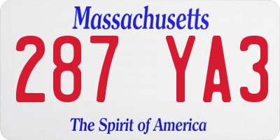 MA license plate 287YA3