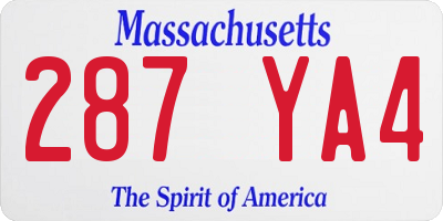 MA license plate 287YA4