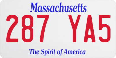 MA license plate 287YA5