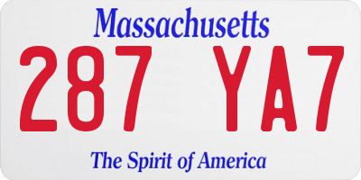 MA license plate 287YA7