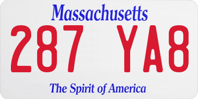 MA license plate 287YA8