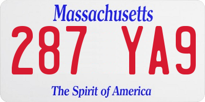 MA license plate 287YA9