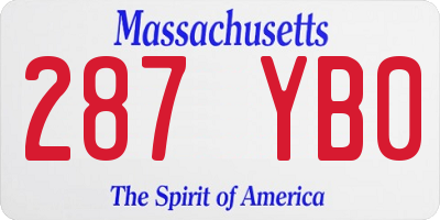 MA license plate 287YB0