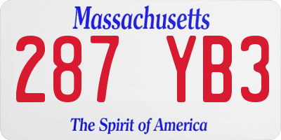 MA license plate 287YB3