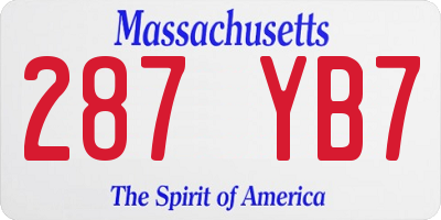 MA license plate 287YB7