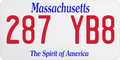 MA license plate 287YB8