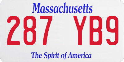 MA license plate 287YB9