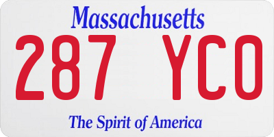MA license plate 287YC0