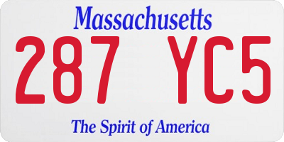 MA license plate 287YC5